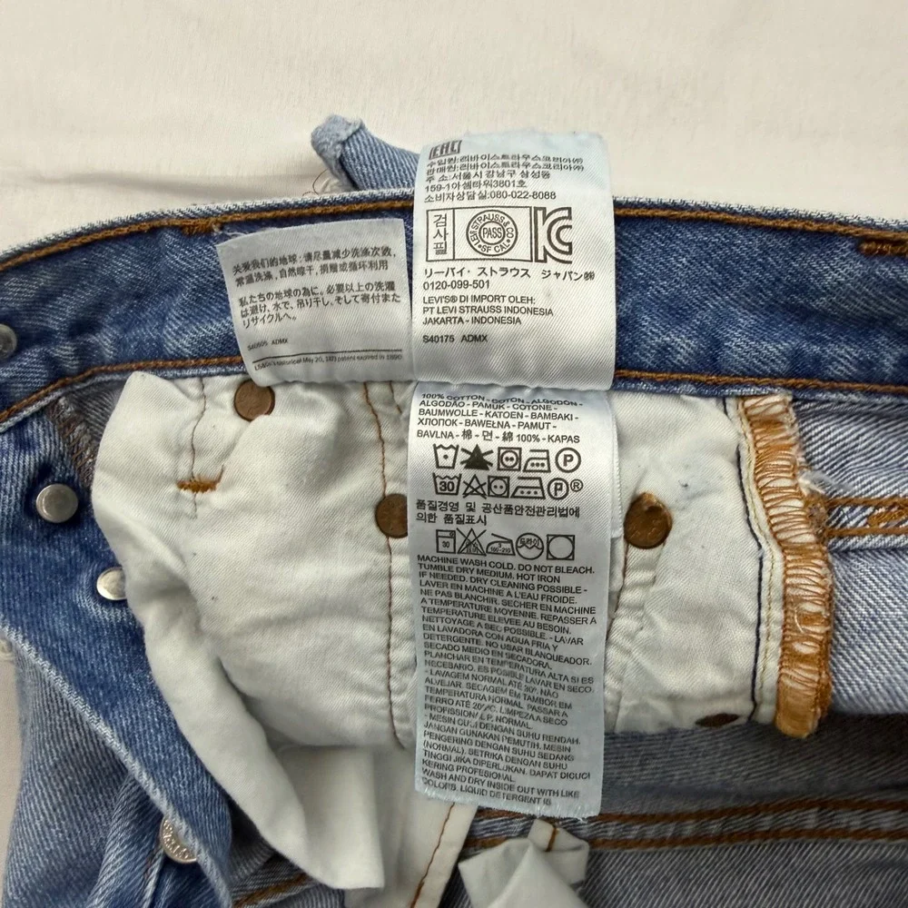 Levi's 501 Original Cut Off Shorts Womens 25 Light Blue Denim High Rise Frayed